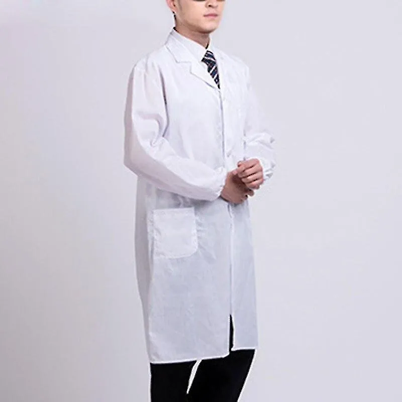 1pc White Polyester Cotton Long Sleeve Workwear Jacket