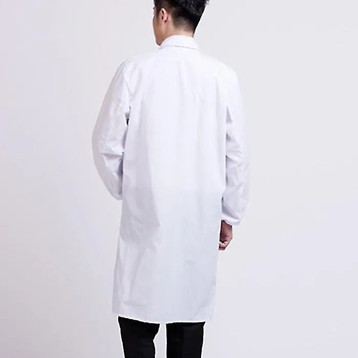 1pc White Polyester Cotton Long Sleeve Workwear Jacket