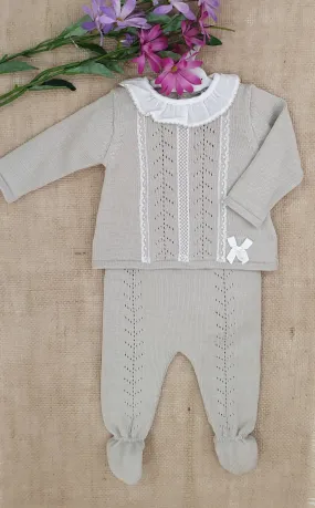 A Conjunto punto bebé polaina + jersey DR KID R100163 camel