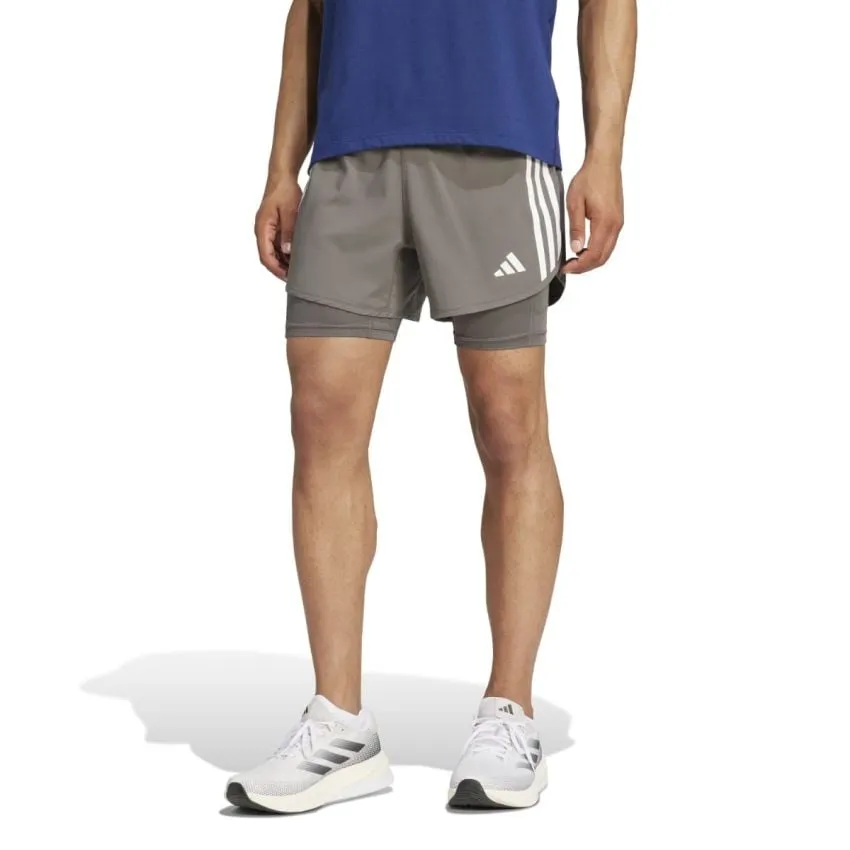 adidas Hombre Shorts Own The Run 3-Stripe 2in1 Shorts Gris 