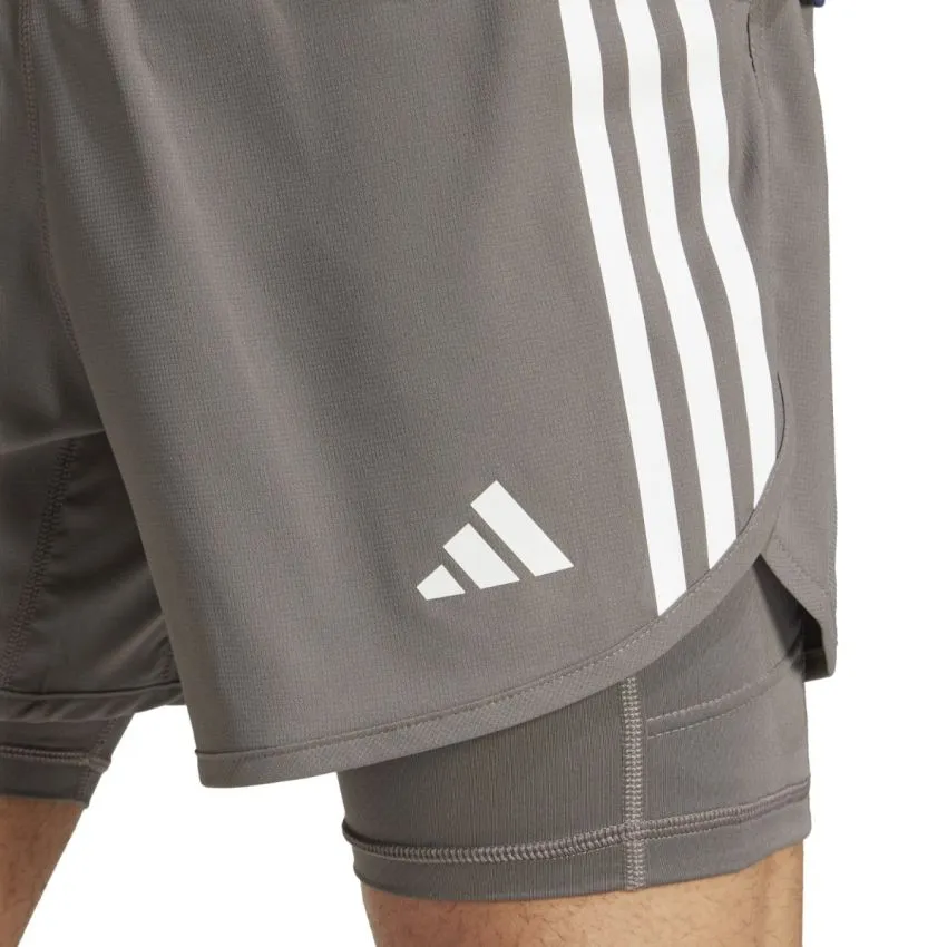 adidas Hombre Shorts Own The Run 3-Stripe 2in1 Shorts Gris 