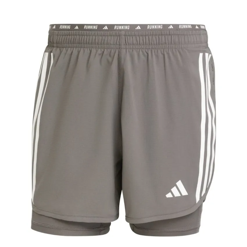 adidas Hombre Shorts Own The Run 3-Stripe 2in1 Shorts Gris 