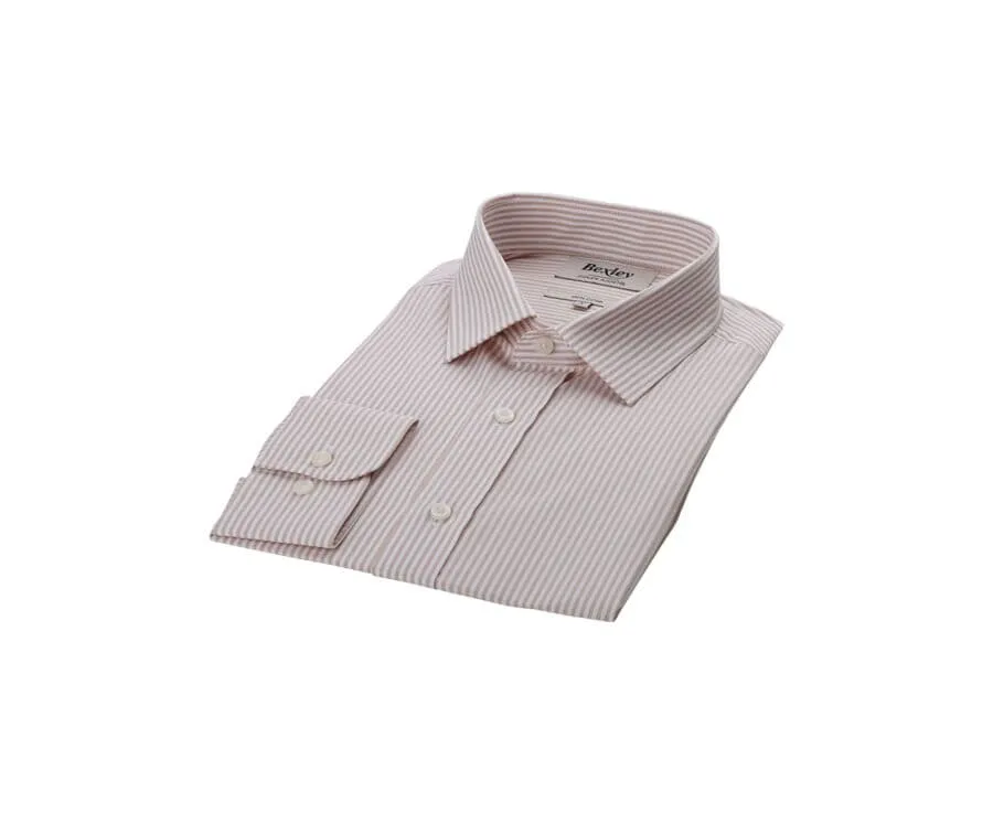 Beige & White striped poplin shirt - MAXIMILIEN