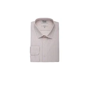 Beige & White striped poplin shirt - MAXIMILIEN