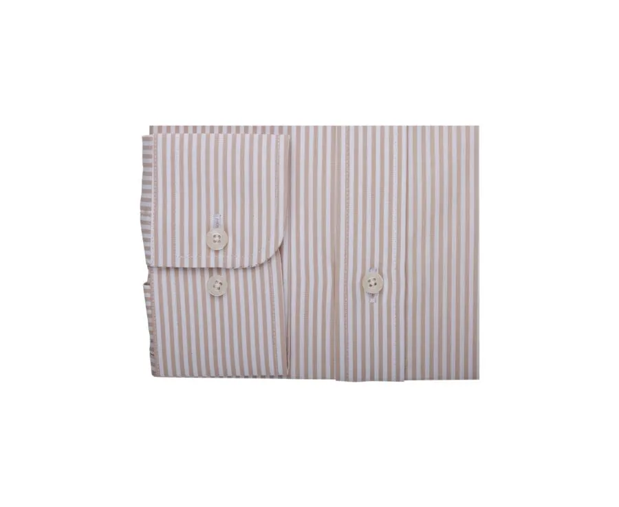 Beige & White striped poplin shirt - MAXIMILIEN