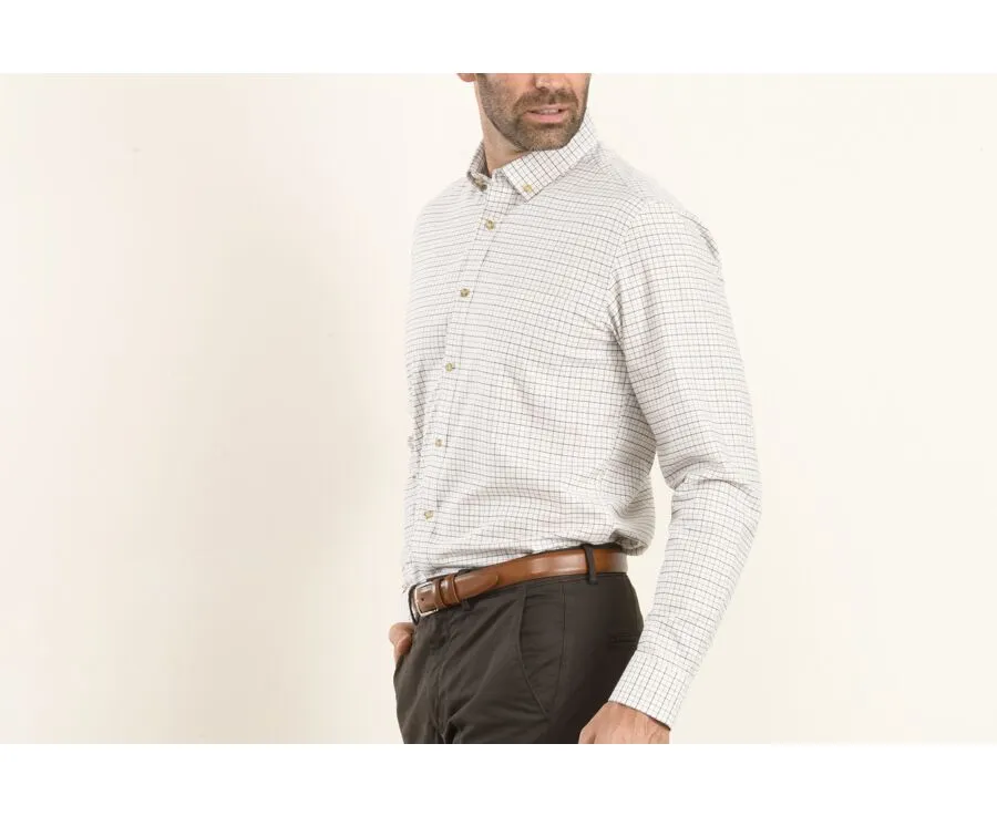 Beige Twill shirt with checks - BENETT