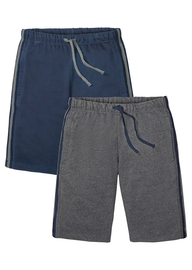 Bermudas de chándal (2 unidades) Azul marino + gris jaspeado