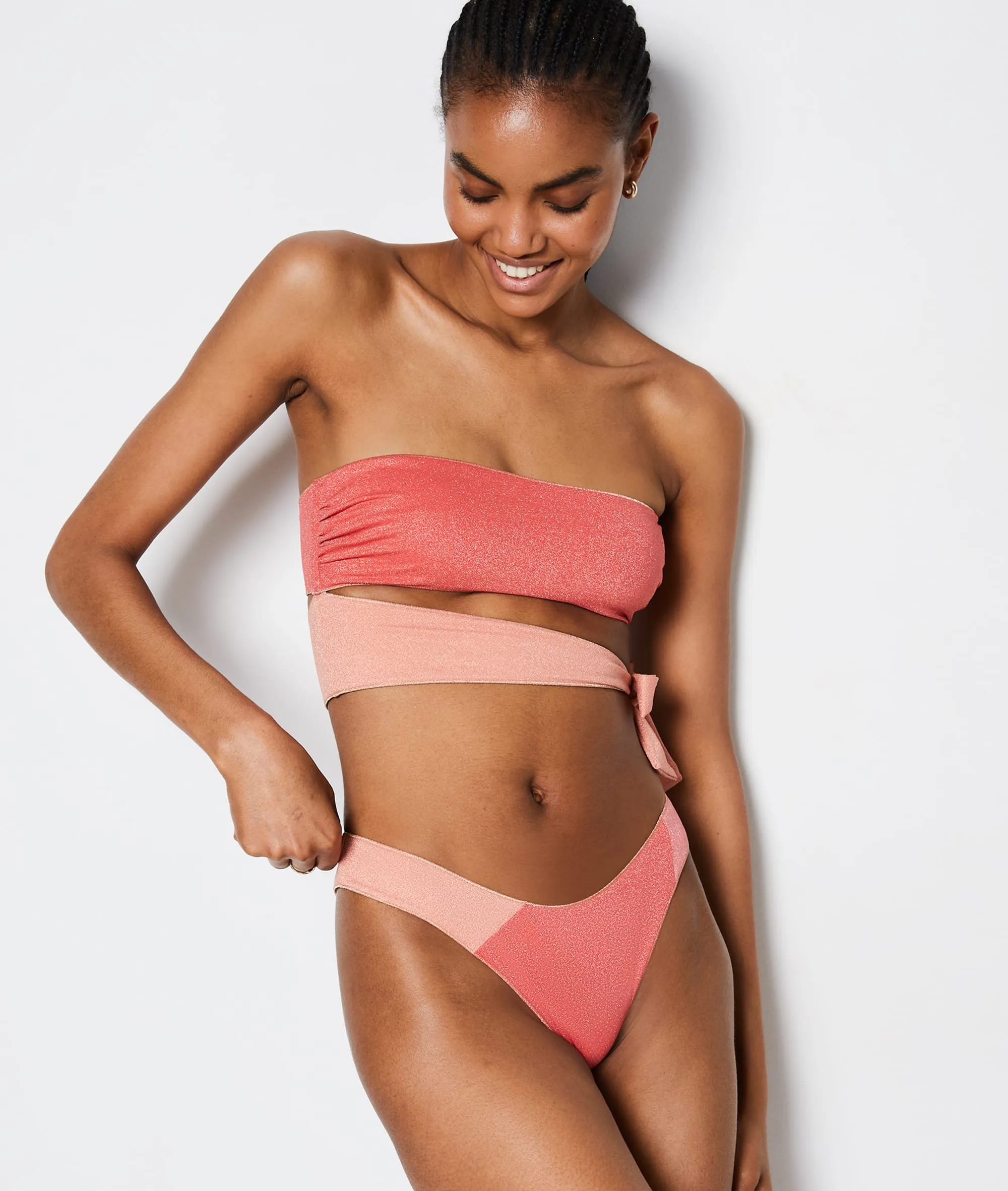 Braguita bikini brasileña, tejido iridiscente BOREAL ROSE - ETAM