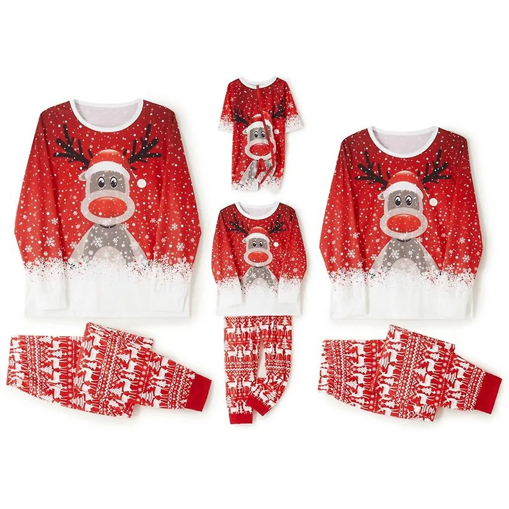  Christmas Pajamas For Family Gift Long Sleeve Holiday Sleepwear Set