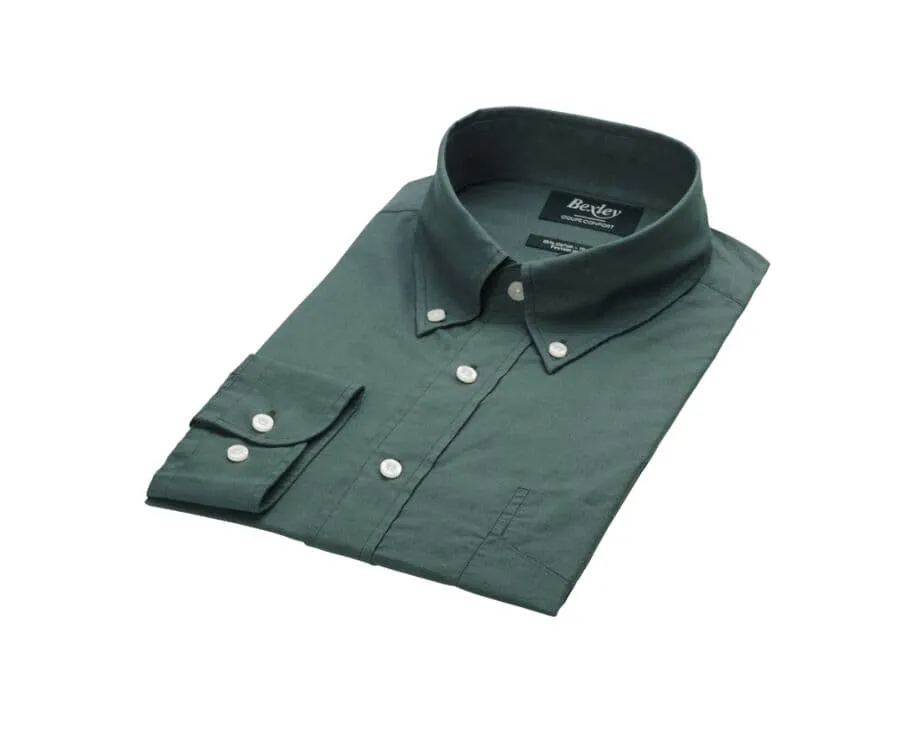 Dark Green long sleeve cotton linen shirt - COLTEN