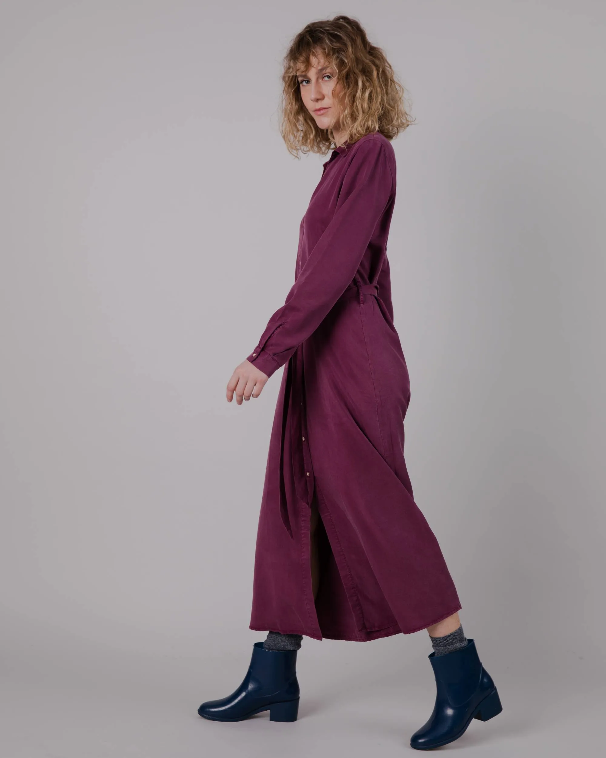 Gina Vneck Long Sleeve Dress Prune