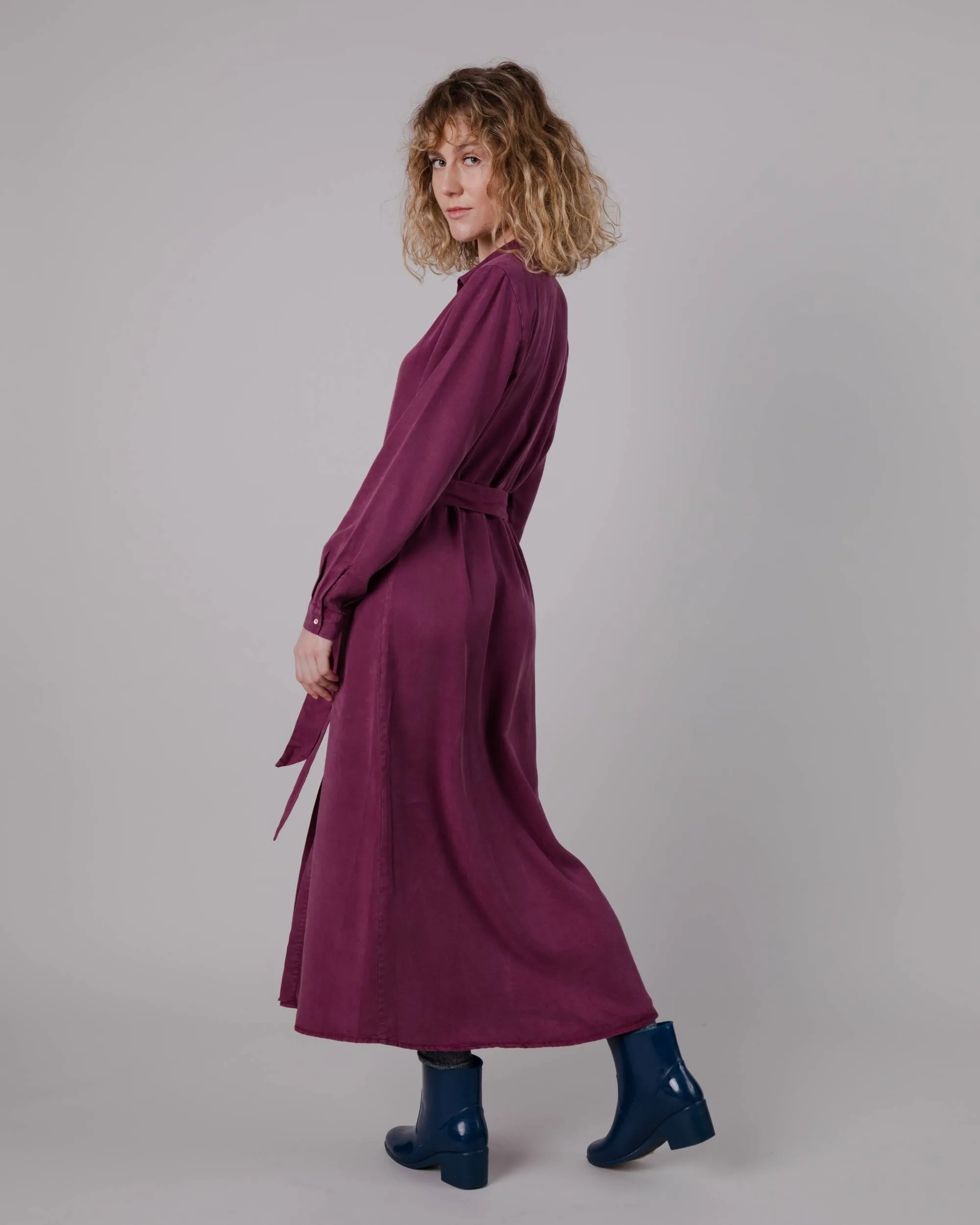 Gina Vneck Long Sleeve Dress Prune