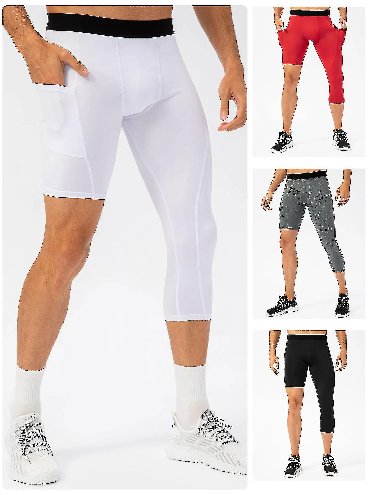 Hombres Leggings de una pierna para baloncesto Bolsillos laterales Entrenamiento físico Medias de una sola pierna Mejor regalo