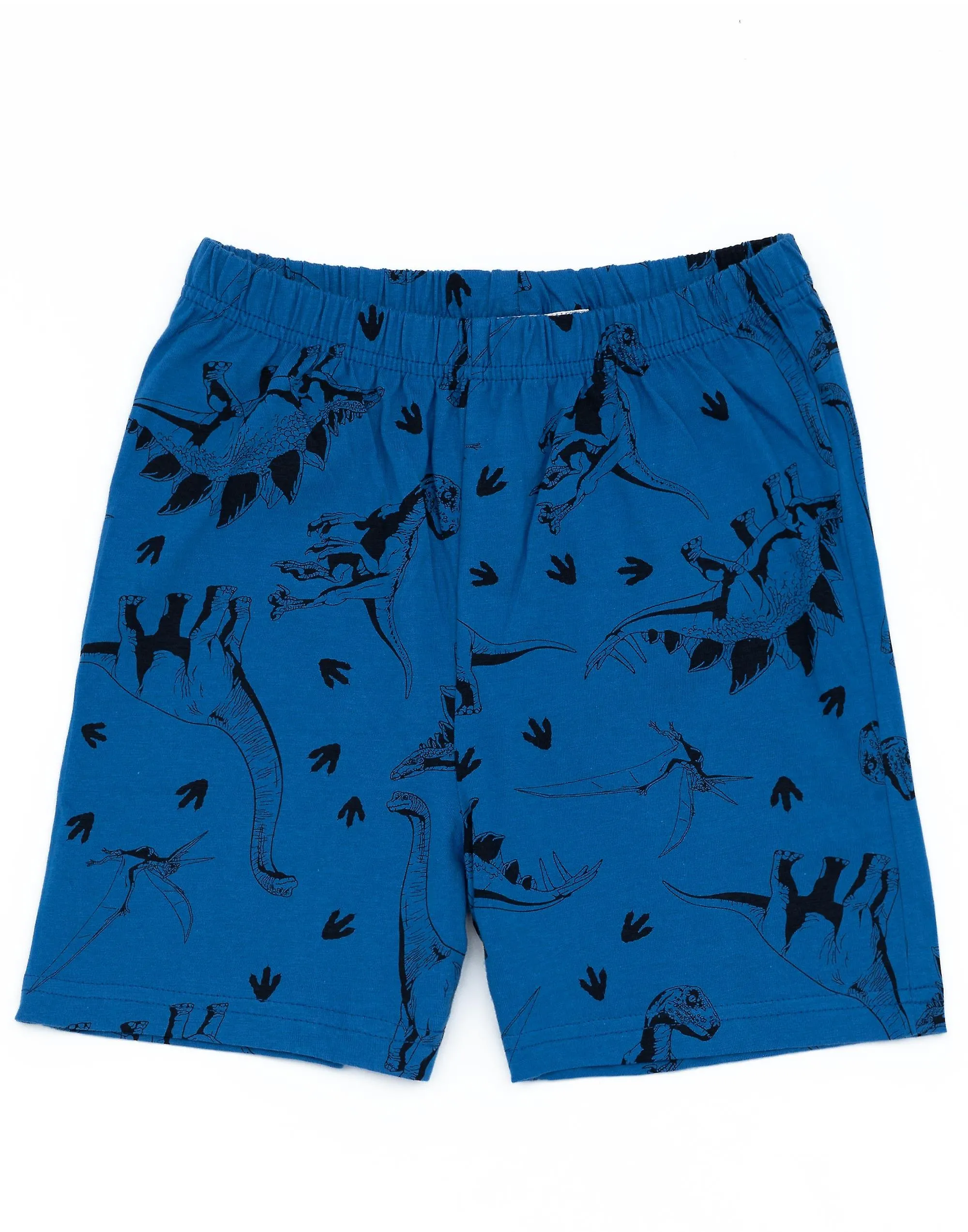 Jurassic World Boys Short Sleeve Short Leg Pyjama Set Blue Scattered Dino Print