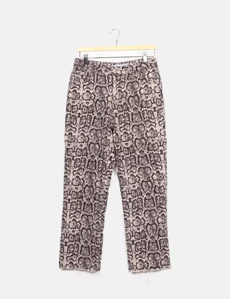 Lefties Pantalón beige estampado pint