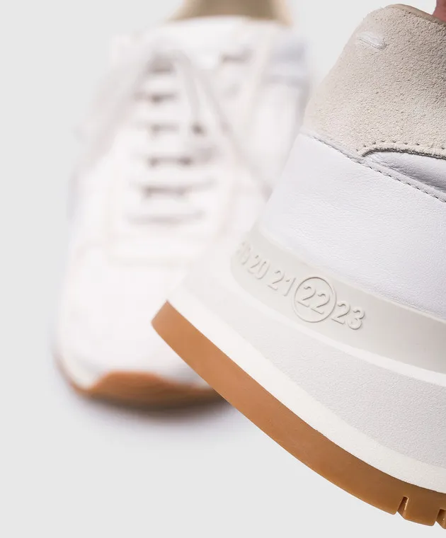 Maison Margiela White retro combination sneakers with textured logo