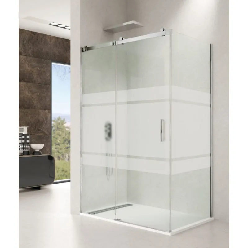 Mampara de ducha Rotary lateral fijo frost 2 fijos + 1 correderas 140x90x197 GME