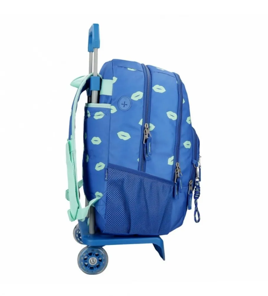 Mochila Pepe Jeans Ruth Doble Cremallera con Carro -32x44x22cm- Azul