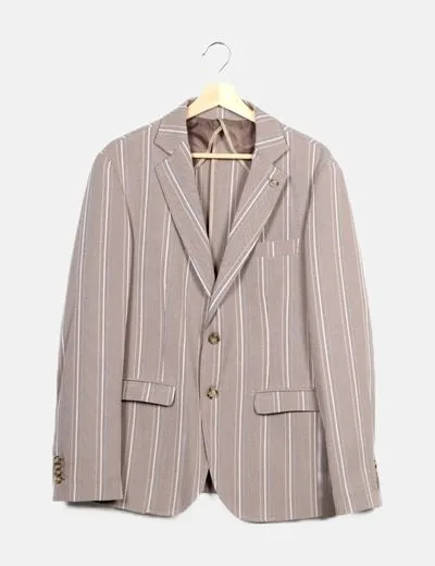 NoName Blazer gris rayas multicolor manga larga