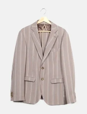 NoName Blazer gris rayas multicolor manga larga