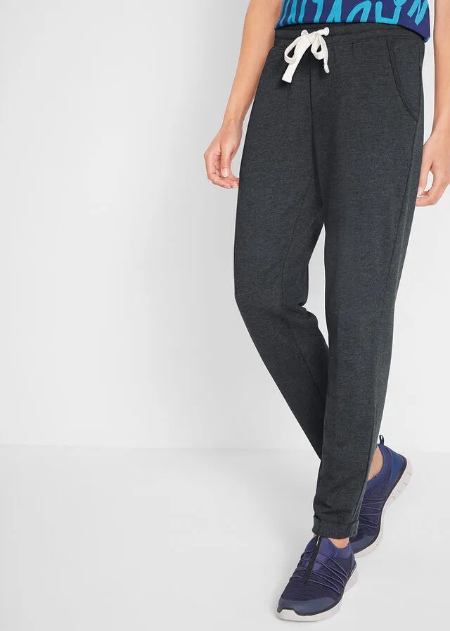 Pantalón de chándal con cordón y corte regular Negro jaspeado