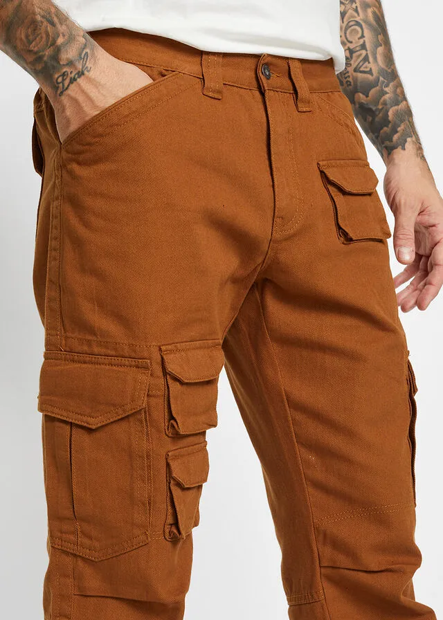 Pantalón tipo cargo de corte holgado y recto Marrón coñac