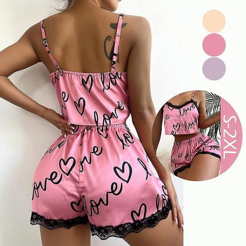 Sexy floral pajama set women's 2 pieces sleepwear pyjamas silk satin cami top and shorts pajamas summer pajamas set for wome