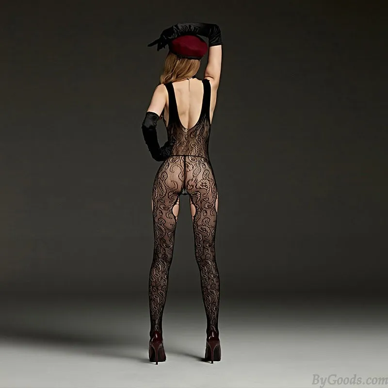 Sexy See-through Mesh Fishnet Bodysuit Tights Nightwear Lingerie Teddy Romper Halter Jumpsuit Women's Bodystocking