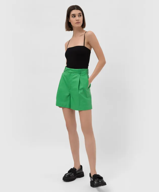 Simonetta Ravizza Green leather shorts