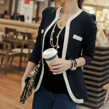 Slim False Pocket Long Sleeve Jacket Coat