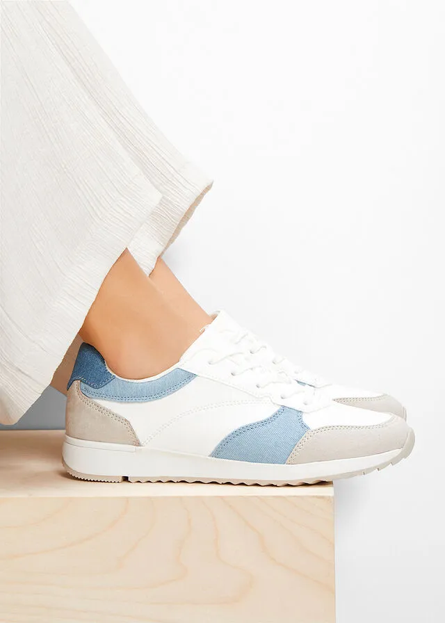 Sneakers bajos blanco/beige/azul piedra