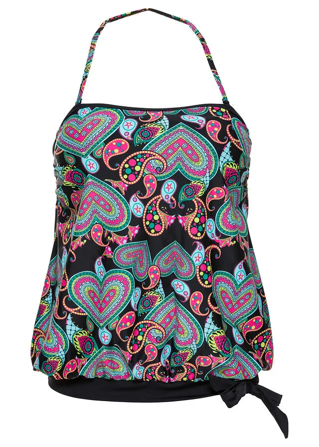 Sujetador de tankini oversize Negro estampado