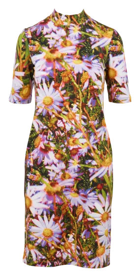 Vestido midi con estampado de flores en azul