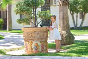 Vestido niña pequeña tul blanco espalda