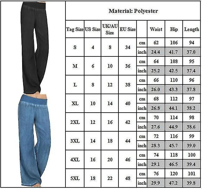 Women Elastic Waist Casual Loose Summer Full Length Pants Breathable Plain Solid Jeans