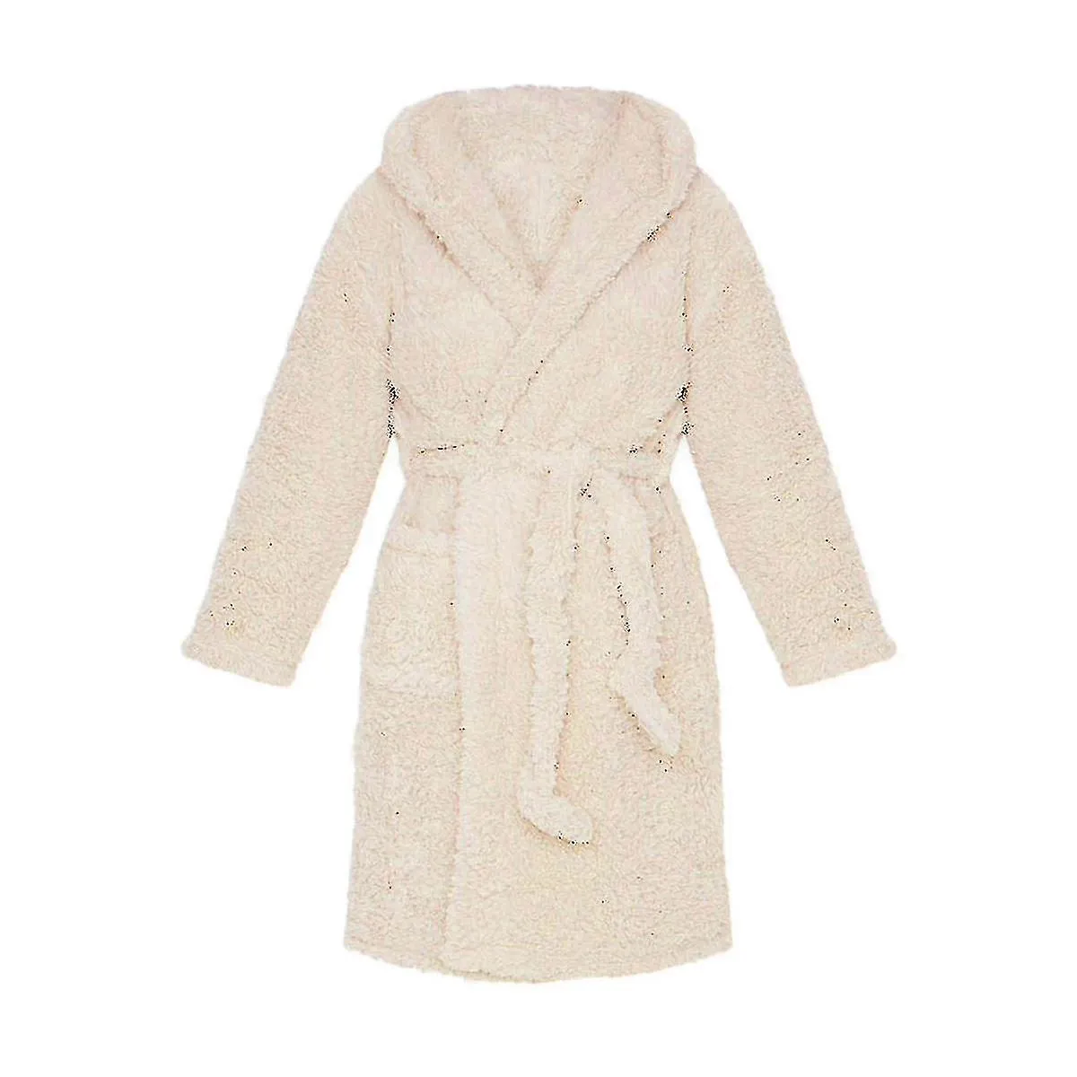 Women Warm Bathrobe With Ears Plush Hooded Nightgown Sleeve Loungewear Pajamas