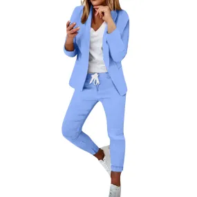 Women's Long Sleeve Solid Suit Pants Casual Elegant Business Suit Sets SZS0654