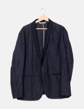 Zara Blazer de lino azul marino